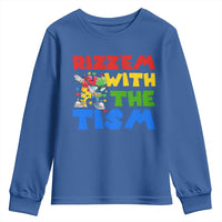 Funny Rizz Em With The Tism Youth Sweatshirt Autism Awareness Dabbing Puzzle