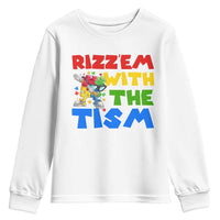 Funny Rizz Em With The Tism Youth Sweatshirt Autism Awareness Dabbing Puzzle