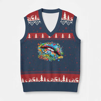 Funny Kiss My Aspergers V-Neck Knit Sweater Vest Asperger Syndrome Autism Awareness