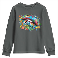 Funny Kiss My Aspergers Youth Sweatshirt Asperger Syndrome Autism Awareness