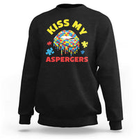Funny Kiss My Aspergers Sweatshirt Asperger Syndrome Autism Awareness Puzzle Lips