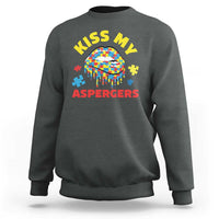 Funny Kiss My Aspergers Sweatshirt Asperger Syndrome Autism Awareness Puzzle Lips