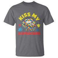 Funny Kiss My Aspergers T Shirt Asperger Syndrome Autism Awareness Puzzle Lips