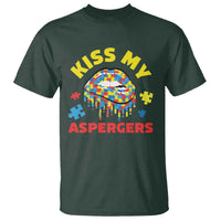 Funny Kiss My Aspergers T Shirt Asperger Syndrome Autism Awareness Puzzle Lips