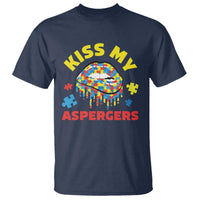 Funny Kiss My Aspergers T Shirt Asperger Syndrome Autism Awareness Puzzle Lips