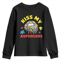 Funny Kiss My Aspergers Youth Sweatshirt Asperger Syndrome Autism Awareness Puzzle Lips