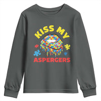 Funny Kiss My Aspergers Youth Sweatshirt Asperger Syndrome Autism Awareness Puzzle Lips