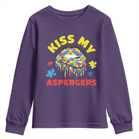 Funny Kiss My Aspergers Youth Sweatshirt Asperger Syndrome Autism Awareness Puzzle Lips