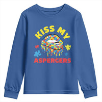 Funny Kiss My Aspergers Youth Sweatshirt Asperger Syndrome Autism Awareness Puzzle Lips