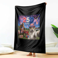 Cat Selfie with Bigfoot USA 250 Years Throw Blanket Funny 4th Of July Cat Graphic