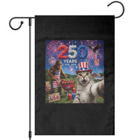 Cat Selfie with Bigfoot USA 250 Years Garden Flag Funny 4th Of July Cat Graphic