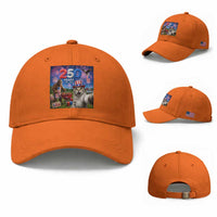 Cat Selfie with Bigfoot USA 250 Years Baseball Cap Funny 4th Of July Cat Graphic