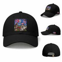 Cat Selfie with Bigfoot USA 250 Years Baseball Cap Funny 4th Of July Cat Graphic