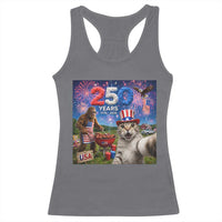 Cat Selfie with Bigfoot USA 250 Years Racerback Tank Top Funny 4th Of July Cat Graphic