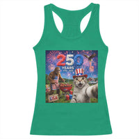 Cat Selfie with Bigfoot USA 250 Years Racerback Tank Top Funny 4th Of July Cat Graphic