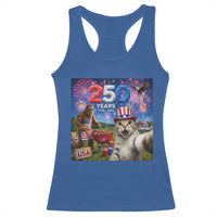 Cat Selfie with Bigfoot USA 250 Years Racerback Tank Top Funny 4th Of July Cat Graphic