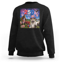 Cat Selfie with Bigfoot USA 250 Years Sweatshirt Funny 4th Of July Cat Graphic