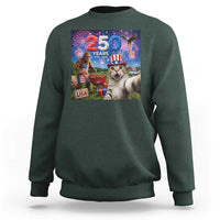 Cat Selfie with Bigfoot USA 250 Years Sweatshirt Funny 4th Of July Cat Graphic