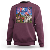 Cat Selfie with Bigfoot USA 250 Years Sweatshirt Funny 4th Of July Cat Graphic