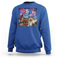 Cat Selfie with Bigfoot USA 250 Years Sweatshirt Funny 4th Of July Cat Graphic