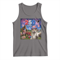 Cat Selfie with Bigfoot USA 250 Years Tank Top Funny 4th Of July Cat Graphic