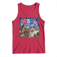 Cat Selfie with Bigfoot USA 250 Years Tank Top Funny 4th Of July Cat Graphic