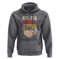 Funny Kitten Hoodie Kit Tea Pun Cute Black Cat Retro Tea Cup - Wonder Print Shop