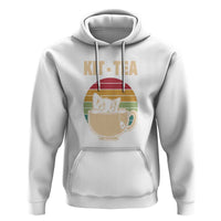 Funny Kitten Hoodie Kit Tea Pun Cute Black Cat Retro Tea Cup - Wonder Print Shop