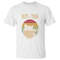 Funny Kitten T Shirt Kit Tea Pun Cute Black Cat Retro Tea Cup - Wonder Print Shop