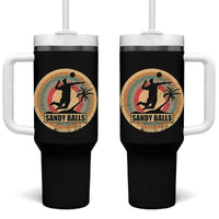 Beach Volleyball Tumbler With Handle Sandy Balls Team Player Volleyball Coach - Wonder Print Shop