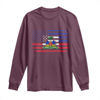 American Haitian Haiti USA Flag Long Sleeve Shirt