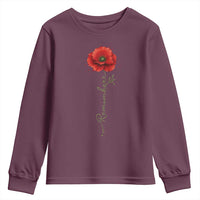 Remember Memorial day Red Poppy Veteran Military Army Youth Sweatshirt