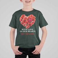 Memorial Day T Shirt For Kid With Love In Our Hearts We Remember Red Poppy Flower