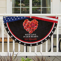 Memorial Day Patriotic Fan Flag With Love In Our Hearts We Remember Red Poppy Flower
