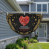 Memorial Day Patriotic Fan Flag With Love In Our Hearts We Remember Red Poppy Flower