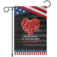 Memorial Day Patriotic Garden Flag With Love In Our Hearts We Remember Red Poppy Flower
