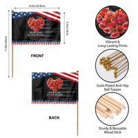 Memorial Day Patriotic Handheld Flag With Love In Our Hearts We Remember Red Poppy Flower