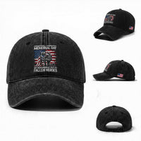 Memorial Day Washed Cotton Baseball Cap Remembering Our Fallen Heroes Veteran Day American Flag
