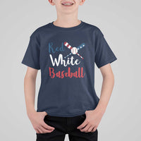 Funny Red White Baseball T Shirt For Kid 4th Of July Bat Ball American Flag - Wonder Print Shop