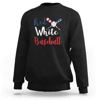 Funny Red White Baseball Sweatshirt 4th Of July Bat Ball American Flag - Wonder Print Shop