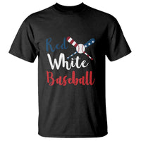 Funny Red White Baseball T Shirt 4th Of July Bat Ball American Flag - Wonder Print Shop