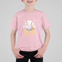 Strike Out Sarcoma Cancer T Shirt For Kid Baseball Fight Awareness Yellow Ribbon - Wonder Print Shop