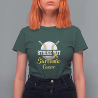 Strike Out Sarcoma Cancer T Shirt For Women Baseball Fight Awareness Yellow Ribbon - Wonder Print Shop