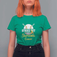 Strike Out Sarcoma Cancer T Shirt For Women Baseball Fight Awareness Yellow Ribbon - Wonder Print Shop