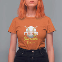 Strike Out Sarcoma Cancer T Shirt For Women Baseball Fight Awareness Yellow Ribbon - Wonder Print Shop