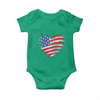 4th of July American Flag Heart USA Patriotic Baby Onesie Star Stripes - Wonder Print Shop