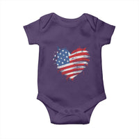 4th of July American Flag Heart USA Patriotic Baby Onesie Star Stripes - Wonder Print Shop
