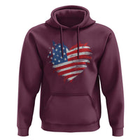 4th of July American Flag Heart USA Patriotic Hoodie Star Stripes - Wonder Print Shop