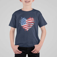4th of July American Flag Heart USA Patriotic T Shirt For Kid Star Stripes - Wonder Print Shop