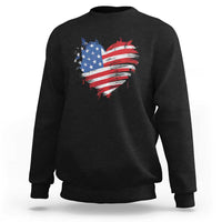 4th of July American Flag Heart USA Patriotic Sweatshirt Star Stripes - Wonder Print Shop